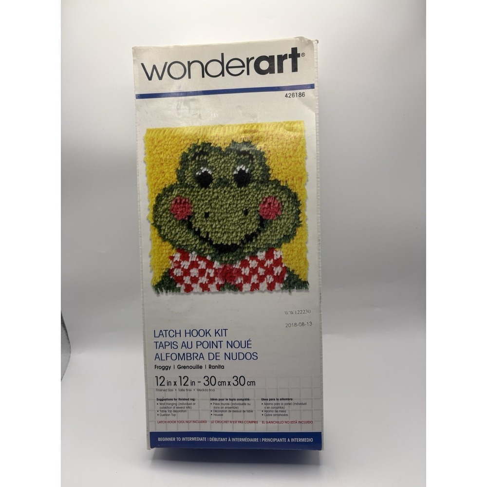 Vintage Wonderart Latch Hook Kit 12"X12"-Froggy New and Sealed 426186